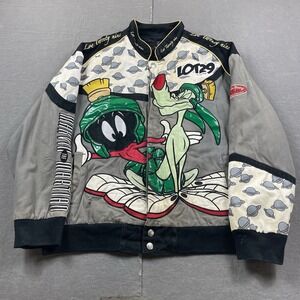 LOT29 Jacket Mens 3XL Marvin the Martian Bomber Gray Looney Tunes Snap Front AOP